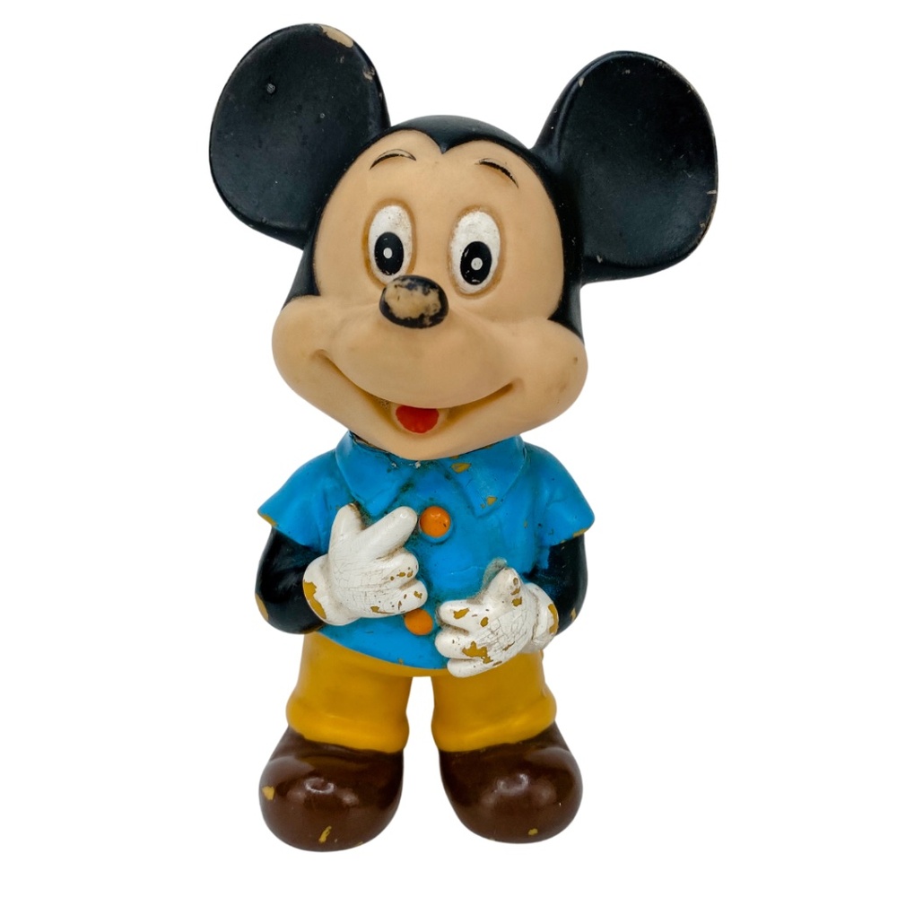 Vintage Mickey Mouse Doll Rubber Squeak Toy Figurine 1960's Walt Disney